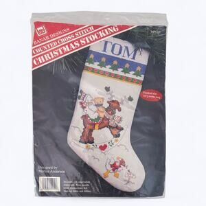 Banar Designs Cross Stitch‎ 16" Long Christmas Stocking NEW SEALED Reindeer